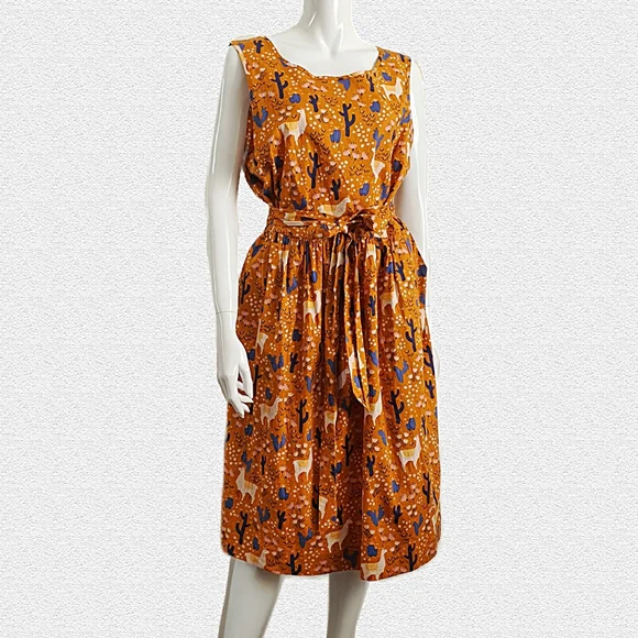 NWT Princess Highway Size 14 Llama Print Fit and Flare Dress with Pockets - Picture 5 of 15